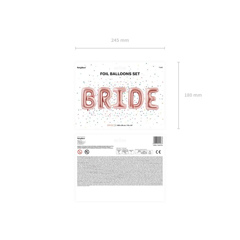PartyDeco Balónovy banner Bride ružovo-zlatý 280cm