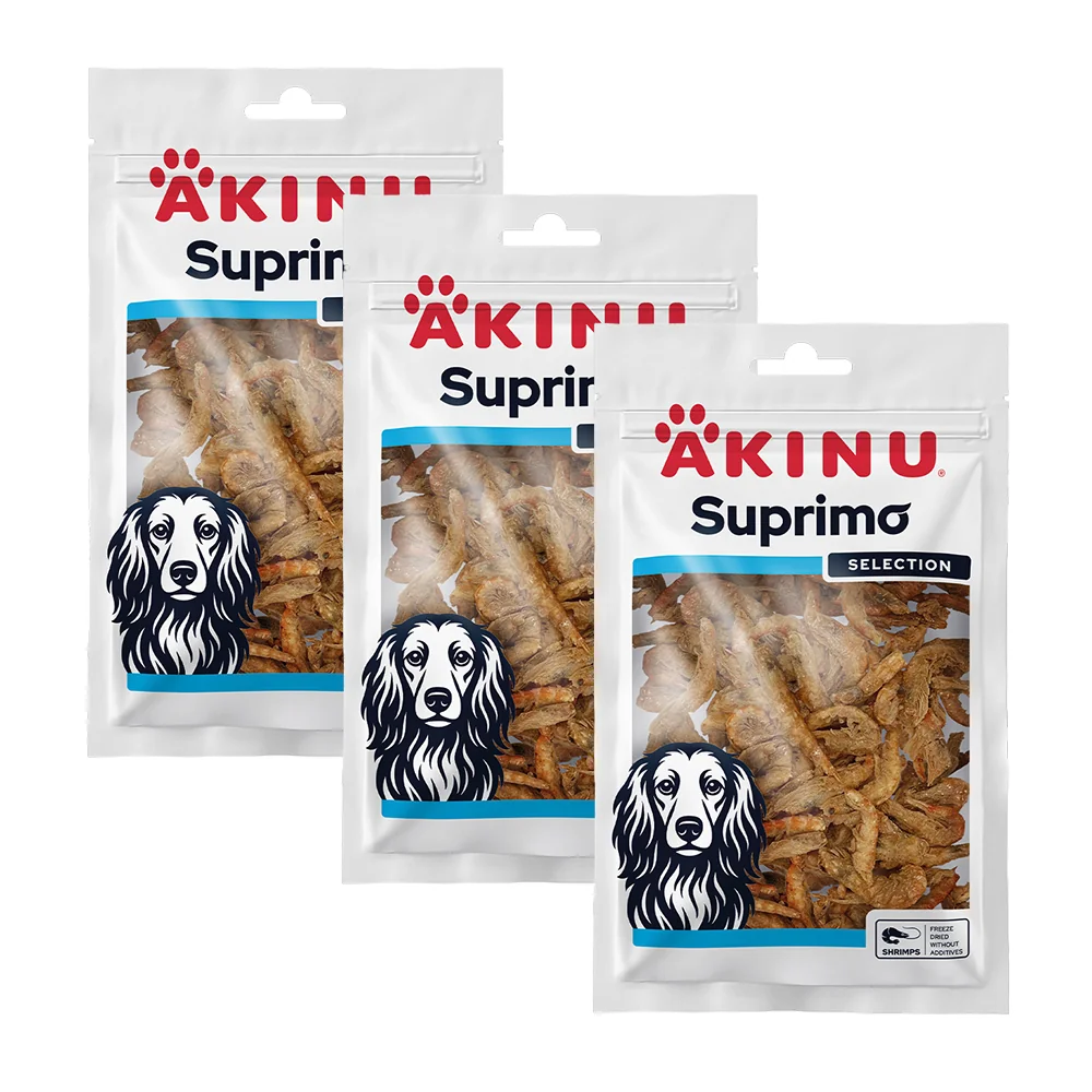Akinu SUPRIMO SELECTION Mrazom sušené krevety pre psov 25 g MTP 3 ks