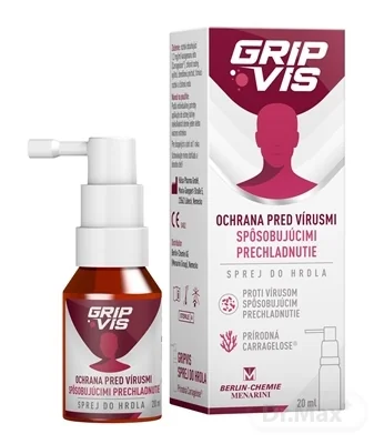 GripVis 1,2 mg/ml sprej do hrdla 1×20 ml, sprej do hrdla