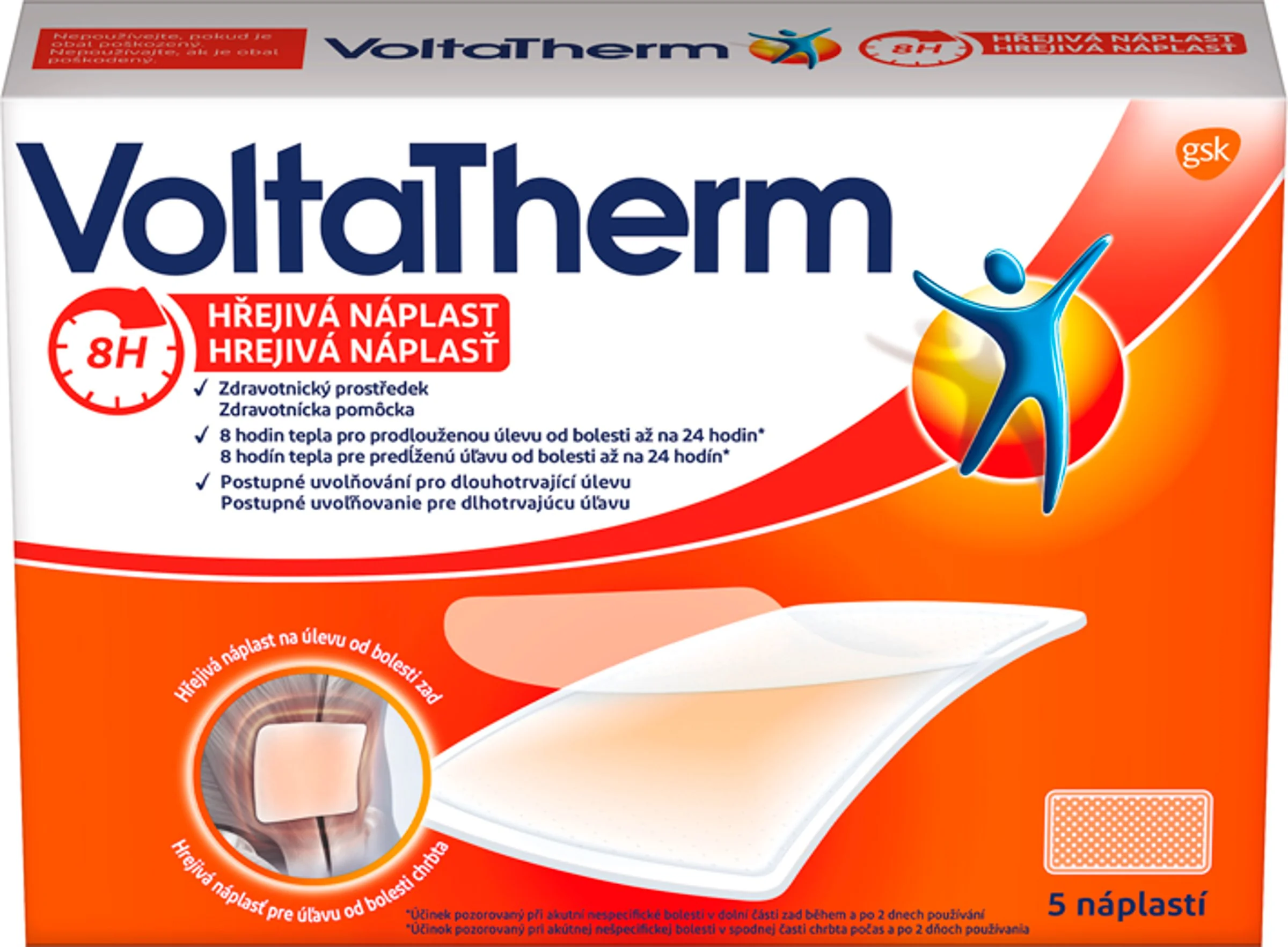 VoltaTherm hrejivá náplasť na úľavu od bolesti 1x5 ks