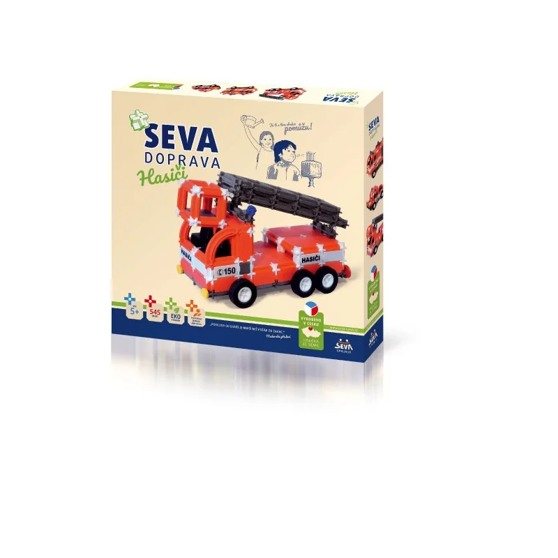 SEVA Stavebnice SEVA DOPRAVA Hasiči plast 545 dielikov v krabici 35x33x5cm