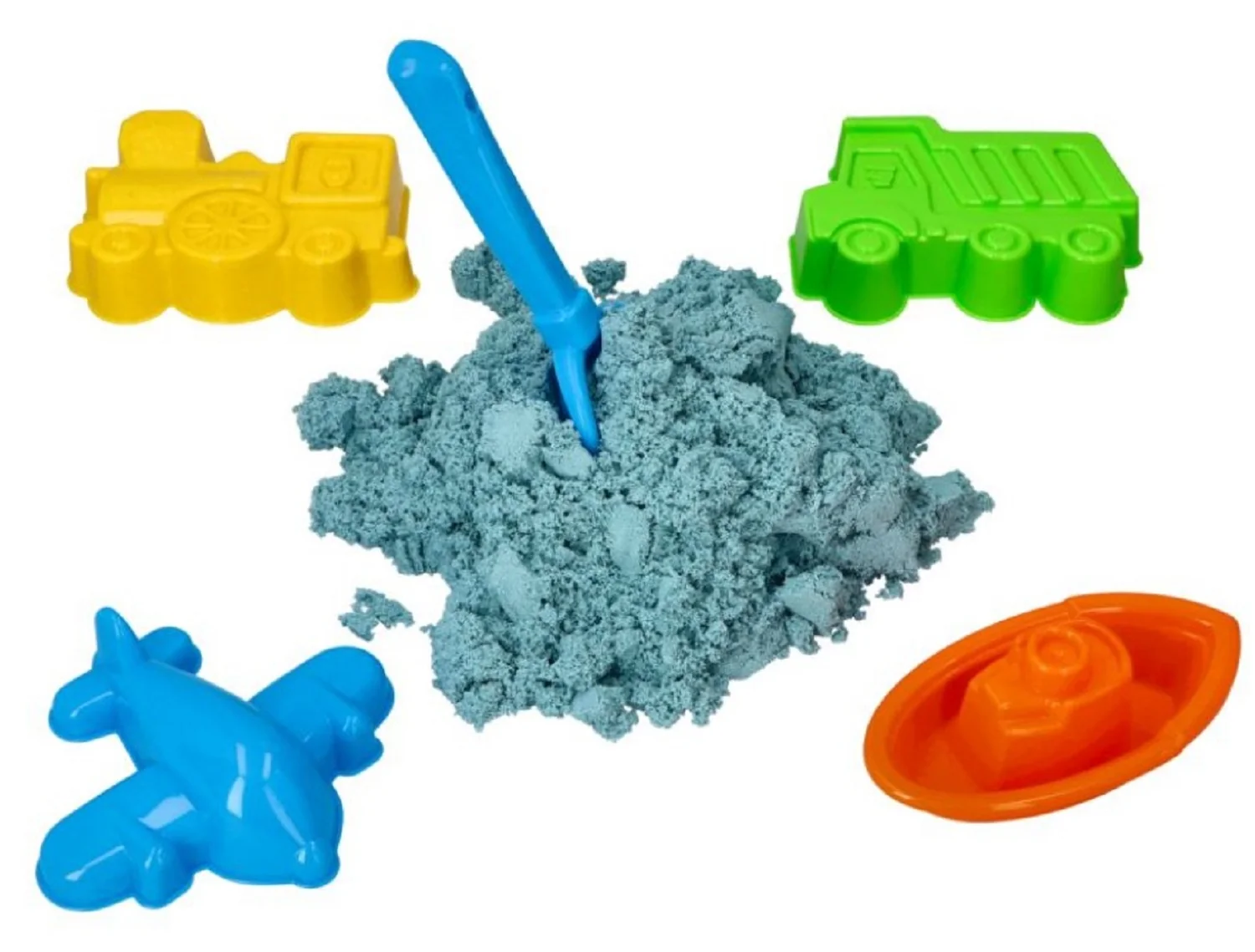 Kinetický piesok - modrý - 2kg + formičky dopravné prostriedky zadarmo