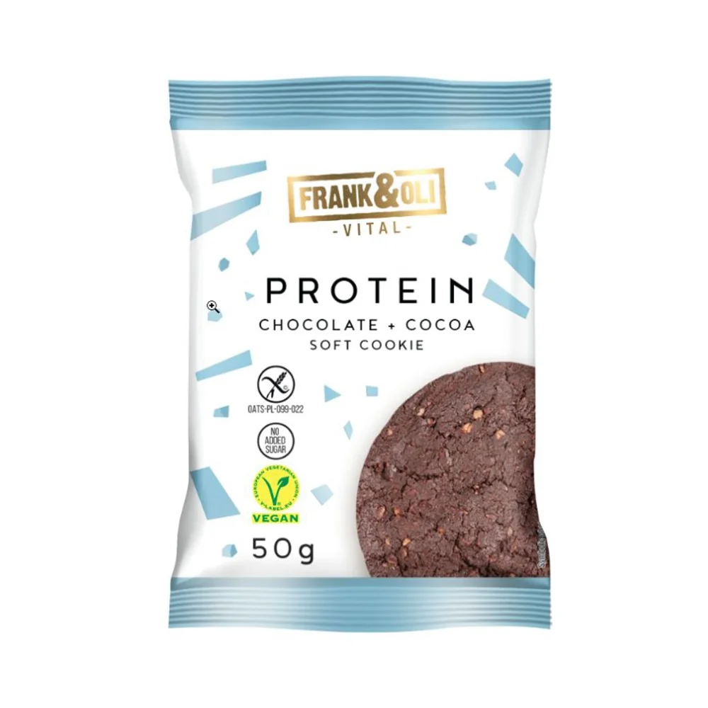 FRANK&OLI PROTEIN COOKIE - proteínová sušienka s čokoládou a kakaom 1×50 g, sušienka