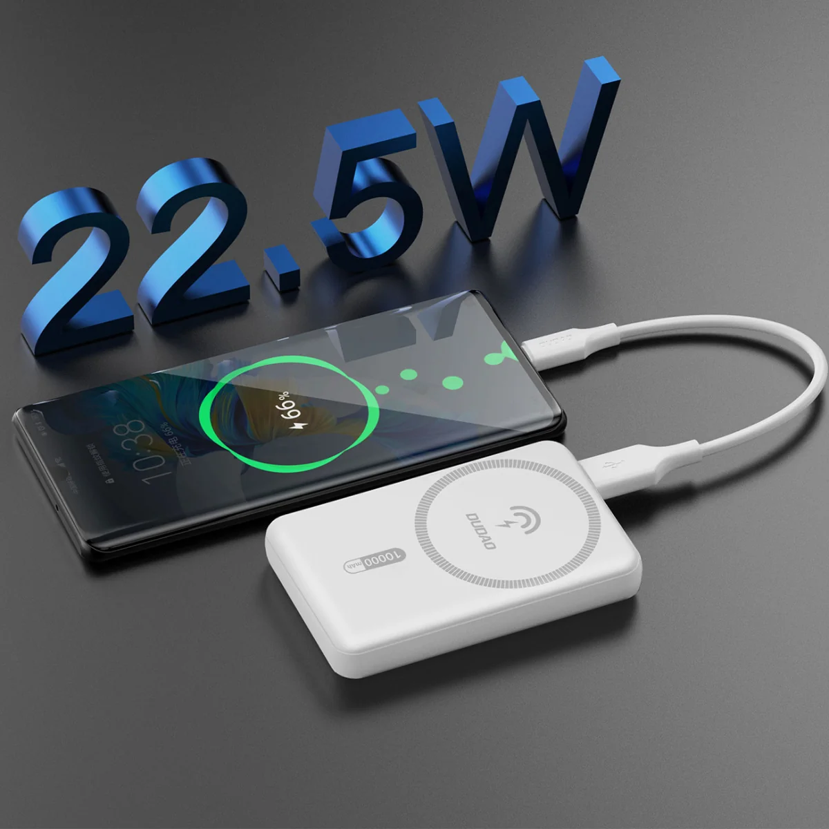 Dudao K14S MagSafe Power Bank 5000mAh USB / USB-C 20W, biely