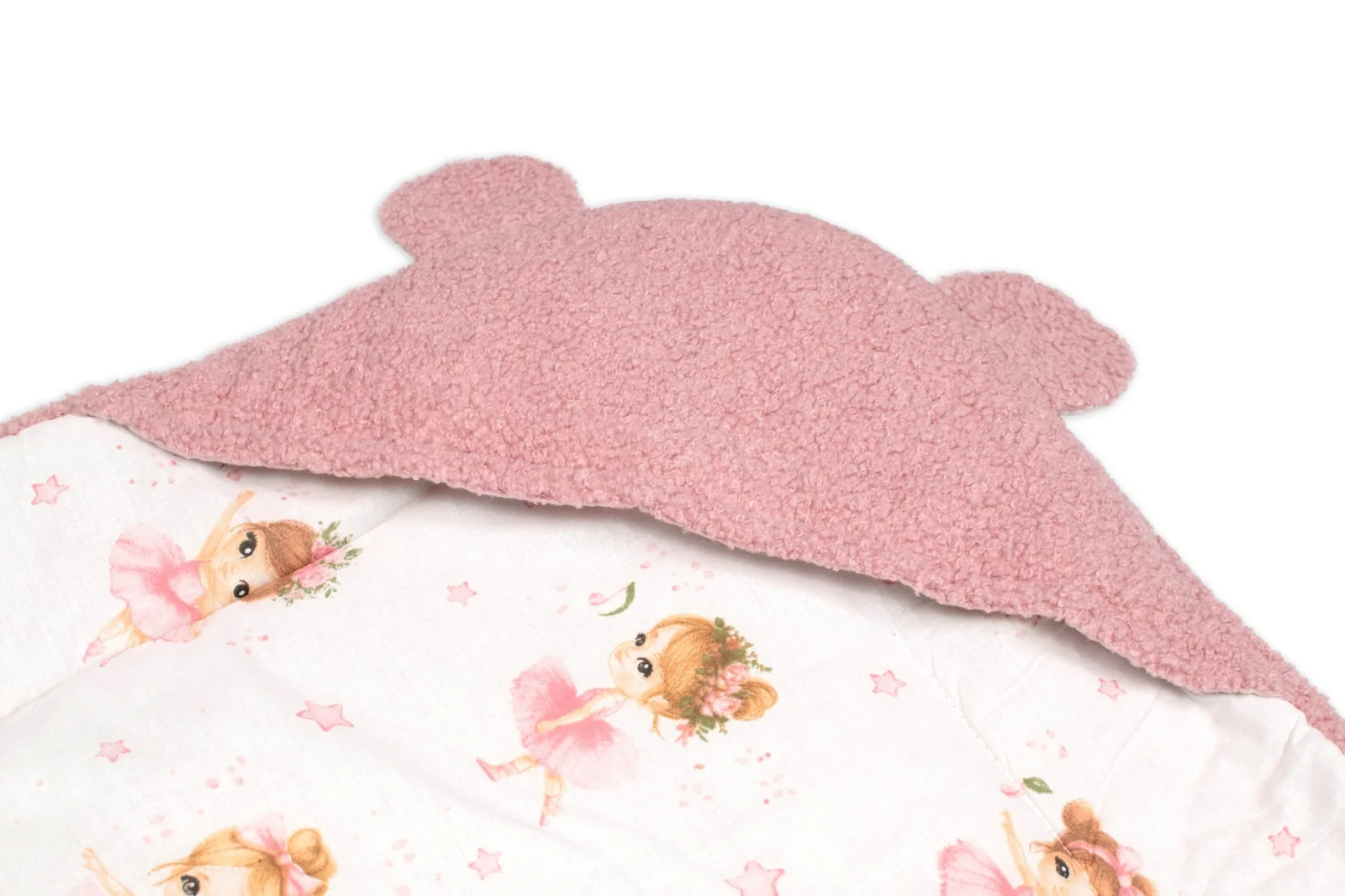 Baránková zavinovačka s kapucňou bavlna/baránok, Teddy - Balerína, pudrovo ružová