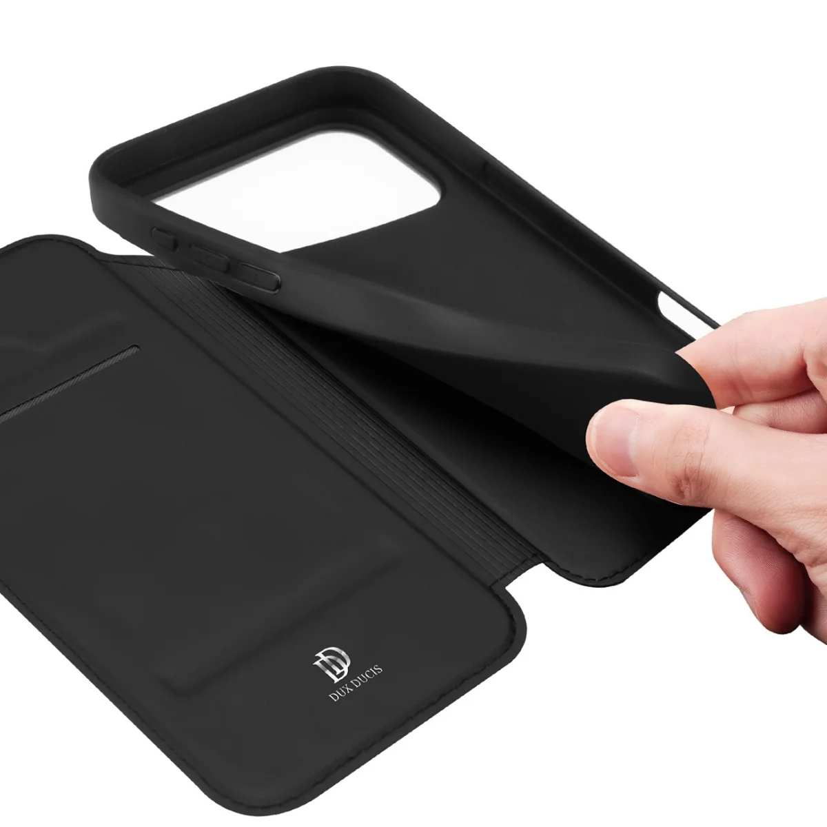 Dux Ducis Skin Pro knižkové puzdro na iPhone 17 Pro, čierne
