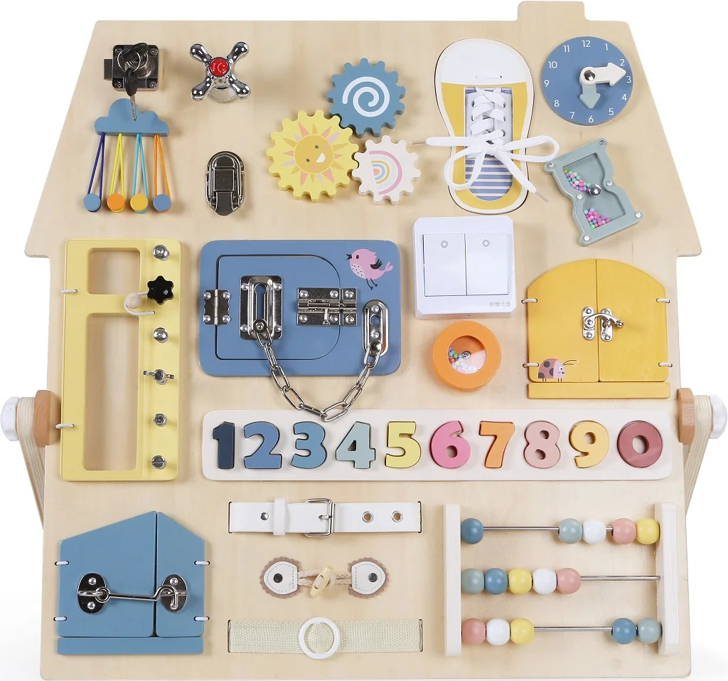 Montessori Activity board Senzorická doska Domček