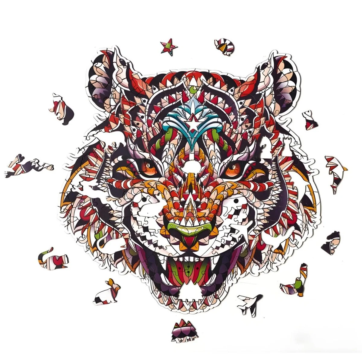 Drevené puzzle Color Tiger - 107 dielikov (Veľkosť M)