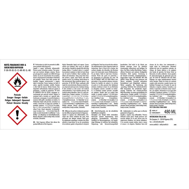 Fragrance Waves tyčinkový difúzor 480ml vôňa Oud & Suede