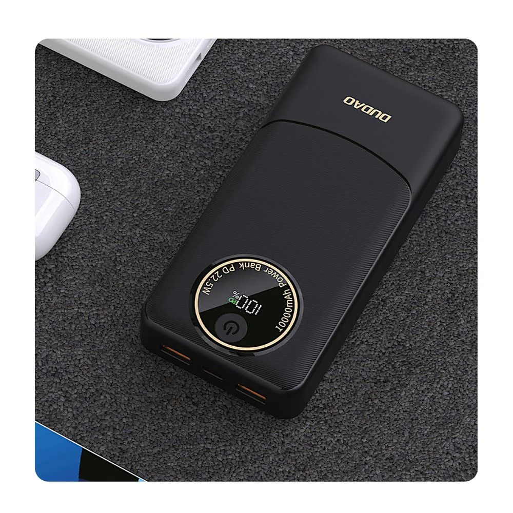 Dudao K12Pro Power Bank 20000mAh USB / USB-C 22.5W, čierny 