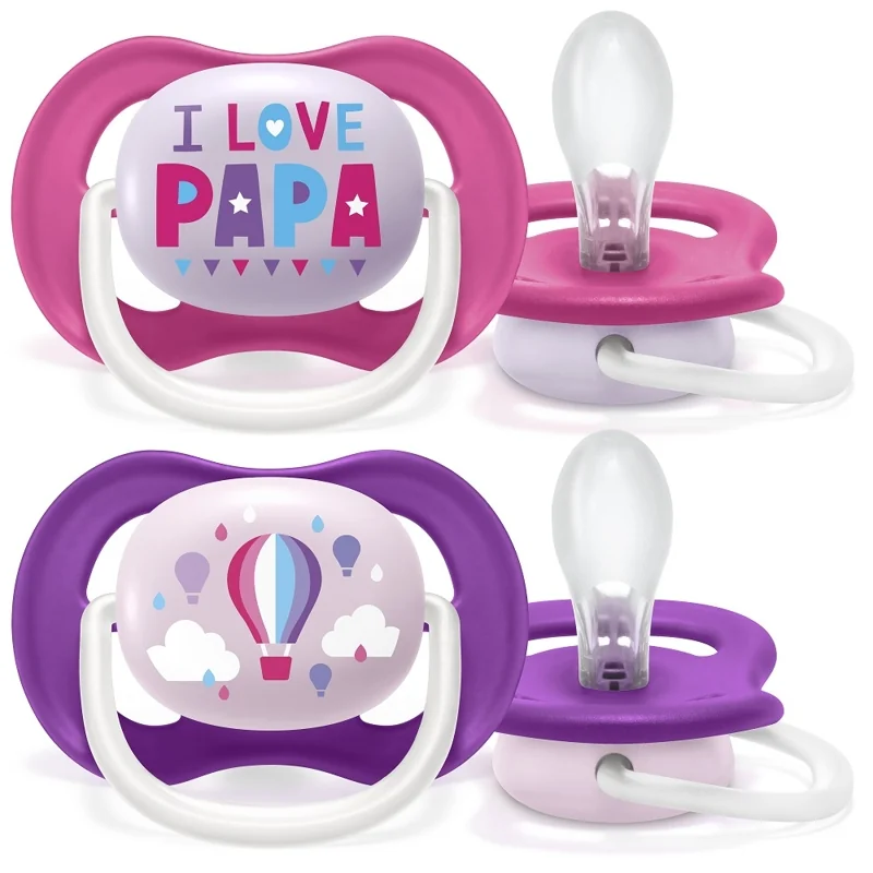 Philips AVENT Cumlík Ultra air text 6-18m 1×2 ks, dievčenský cumlík