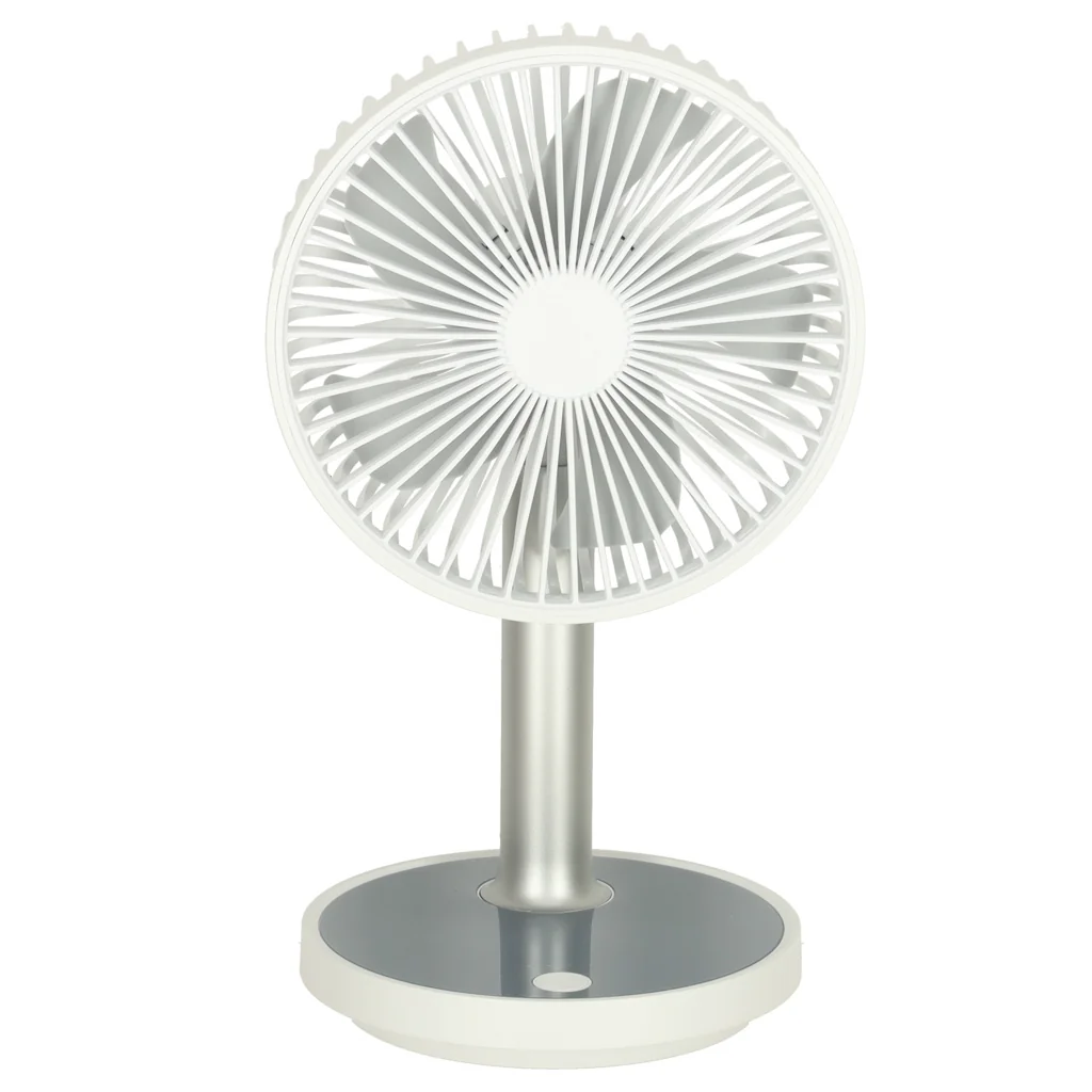Bezdrôtový stolový ventilátor – biely, 4 režimy, výška 30–38 cm, USB-C