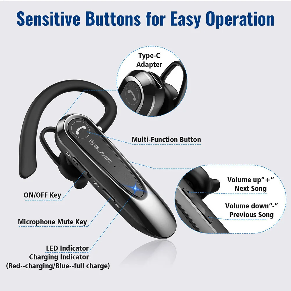 Blavec Adventure 5 Bluetooth Handsfree slúchadlo, čierne