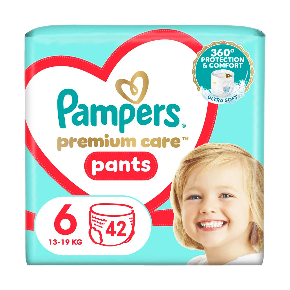 Pampers Premium Care plienkové nohavičky veľkosť 6, 42 ks, 13-19kg 1×42 ks, plienkové nohavičky