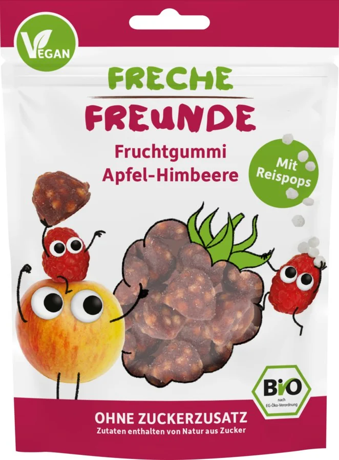 FRECHE FREUNDE BIO Želé ovocné Jablko, malina, ryžové guľky 30 g, 12m+ 1×30 g