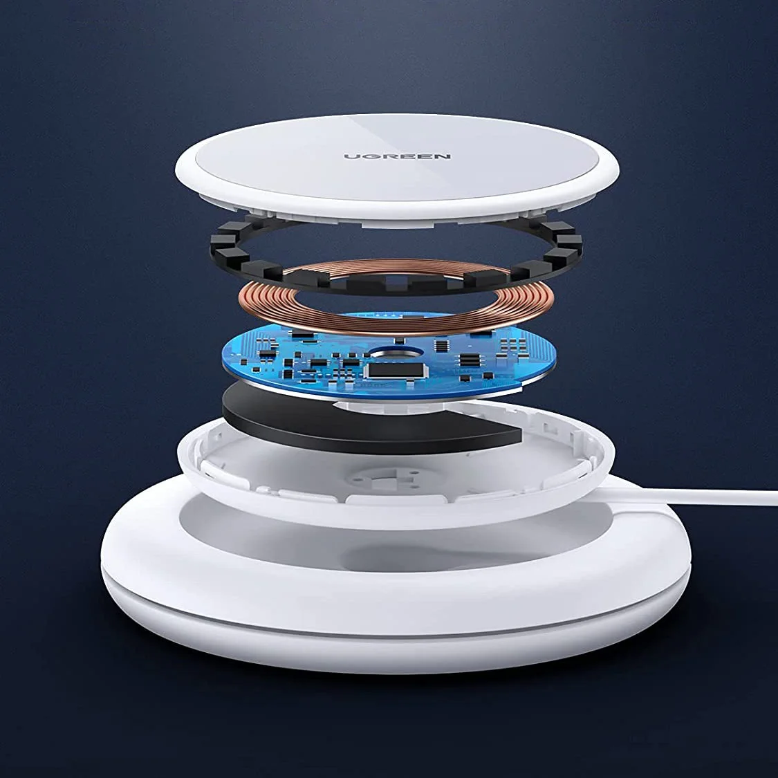 Ugreen CD245 MagSafe bezdrôtová nabíjačka USB-C 15W, biela