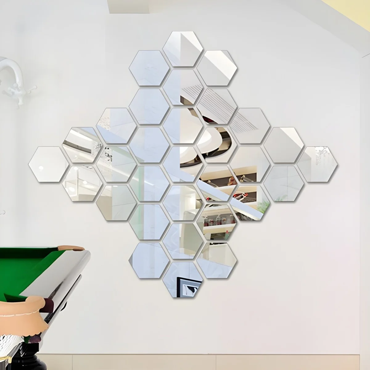 Zrkadlové samolepky na stenu-Hexagon