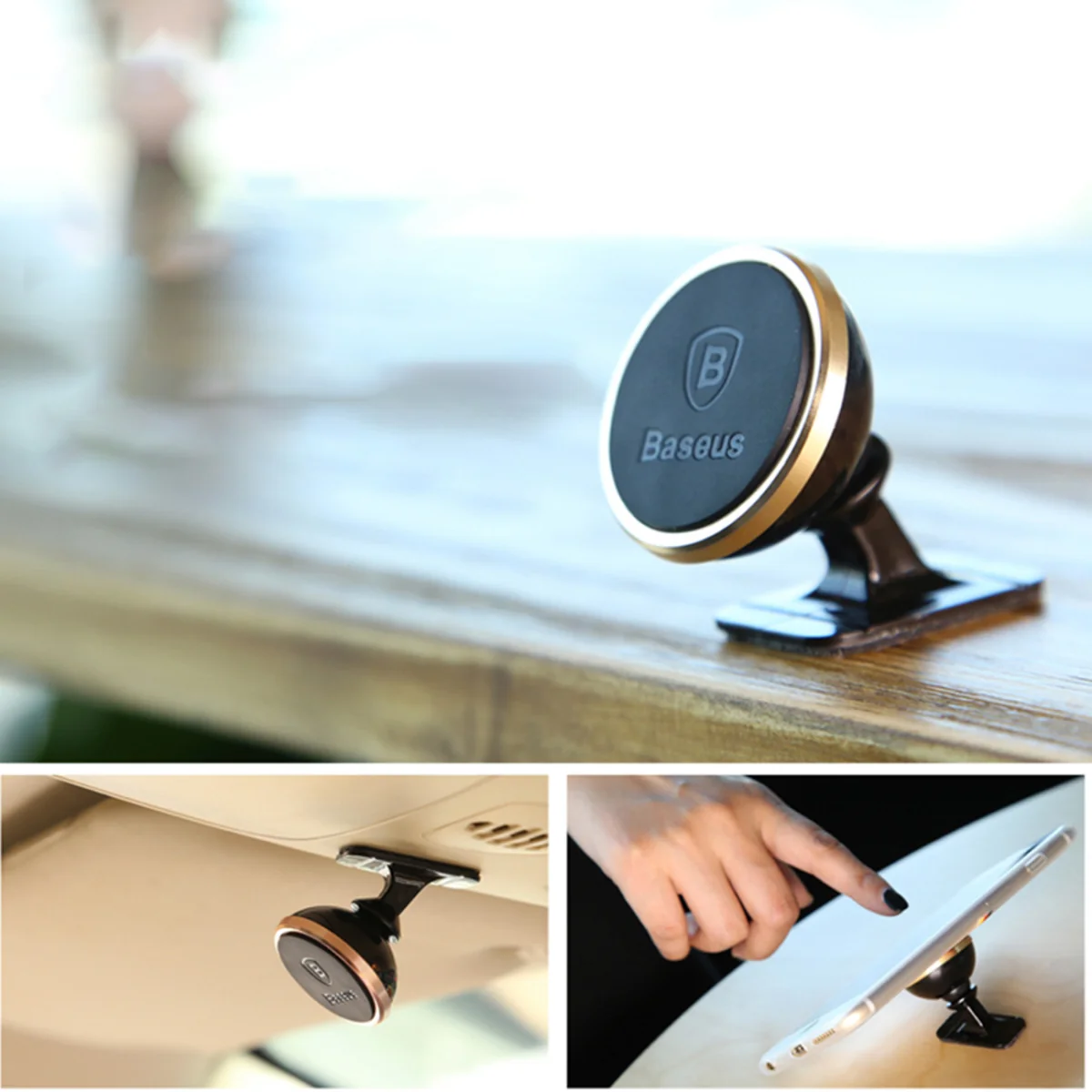 Baseus 360 magnetický držiak na mobil do auta, strieborný
