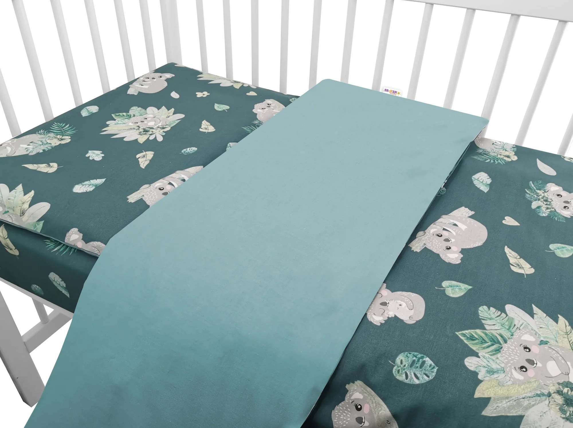 Baby Nellys 2-dielne bavlnené obliečky, Tropical Koala - zelená