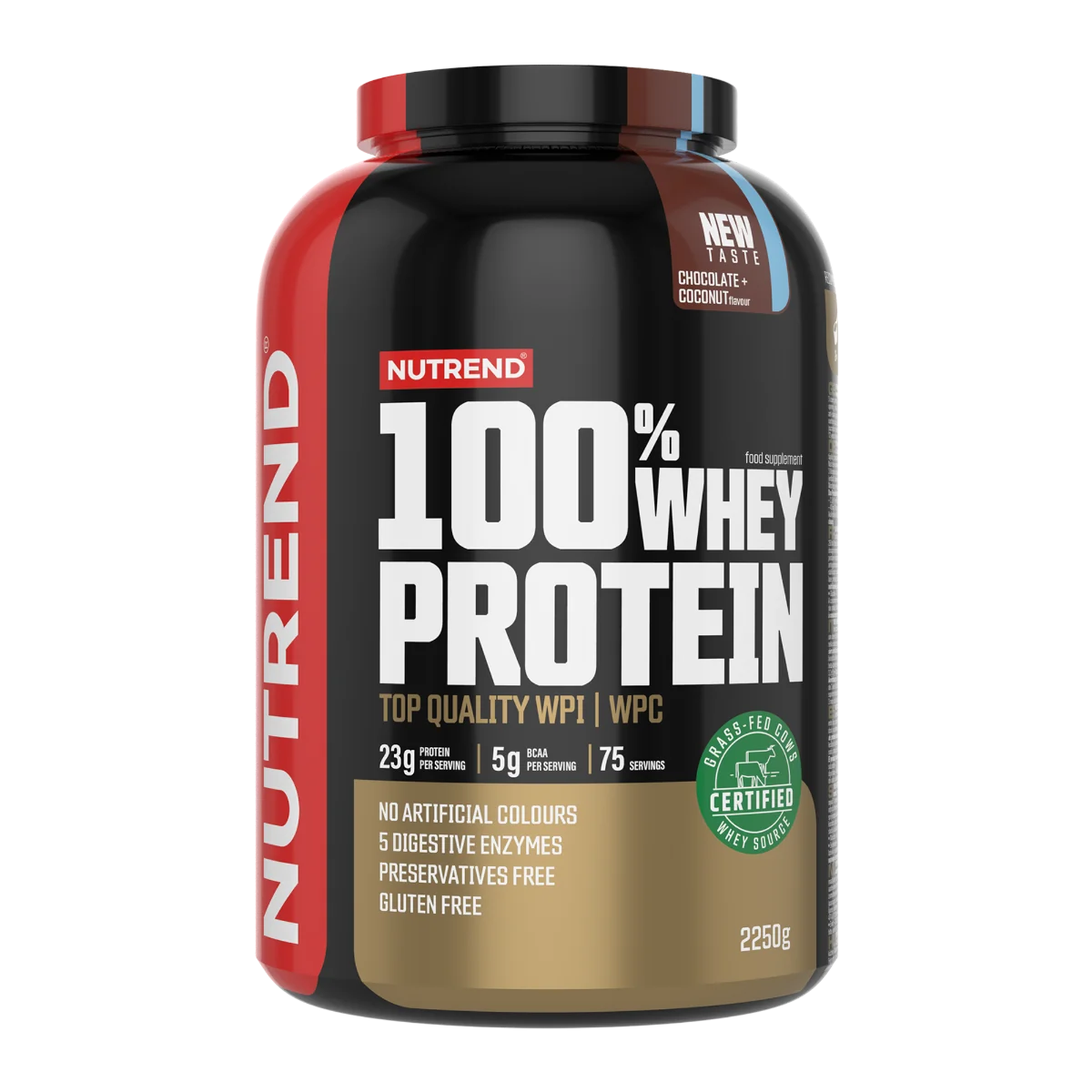 Nutrend 100% WHEY PROTEIN, čokoláda + kokos 1×2250 g, proteín