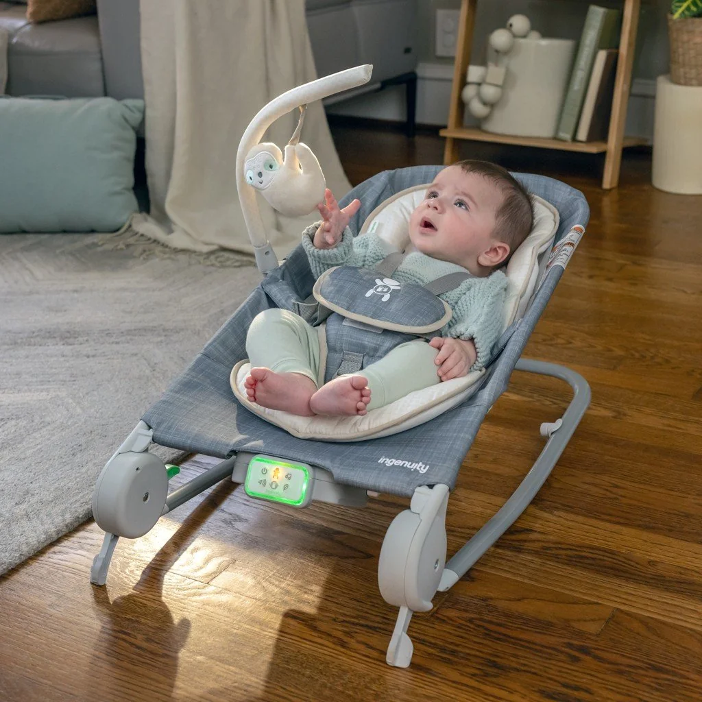 Lehátko masážne vibrujúce s melódiou Happy Belly™ Rock-to-Bounce - Parker™ 0m+ do 9kg