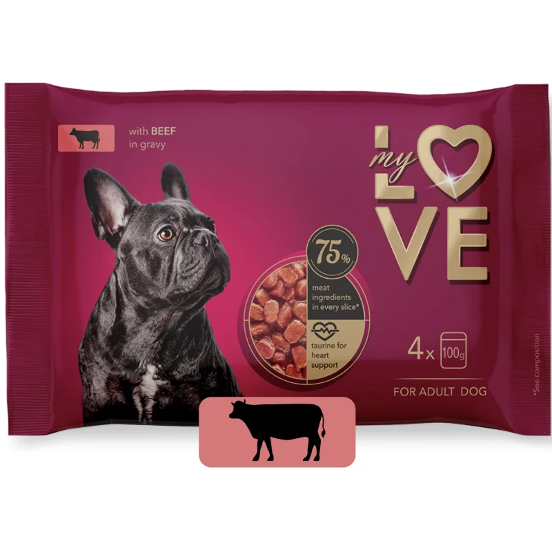 My Love SET kapsičky pre psov s hovädzím mäsom v omáčke 4 x 100 g (2480)