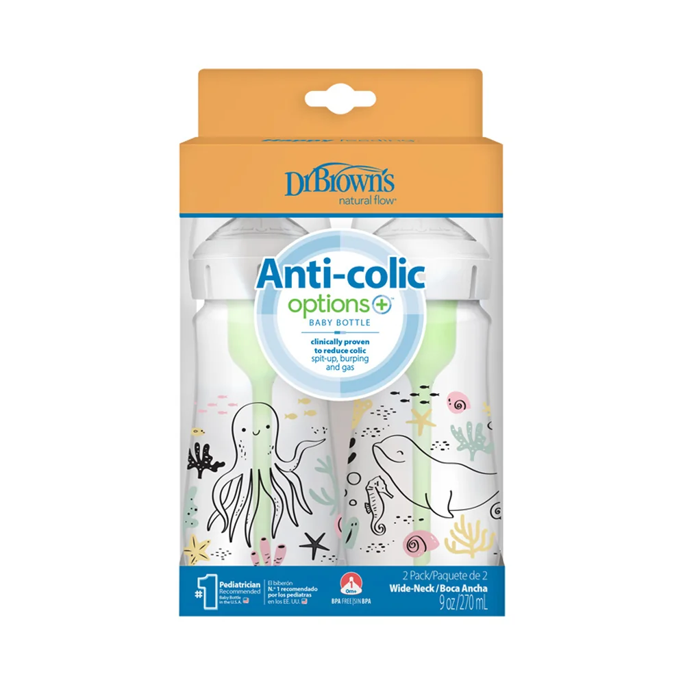 Dojčenská Antikoliková fľaša Oceán Options+ Wide-Neck 270ml 2 ks (WB92028)