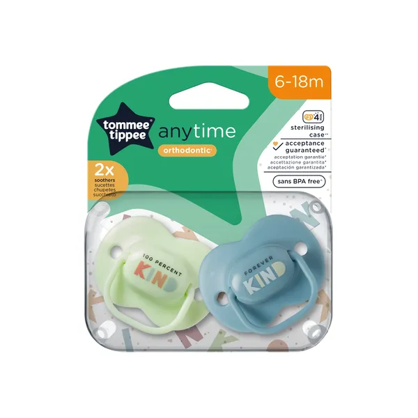 Tommee Tippee Cumlík silikón AnyTime, 6-18m, 2ks - viac farebných variant 1×2 ks, silikónový cumlík