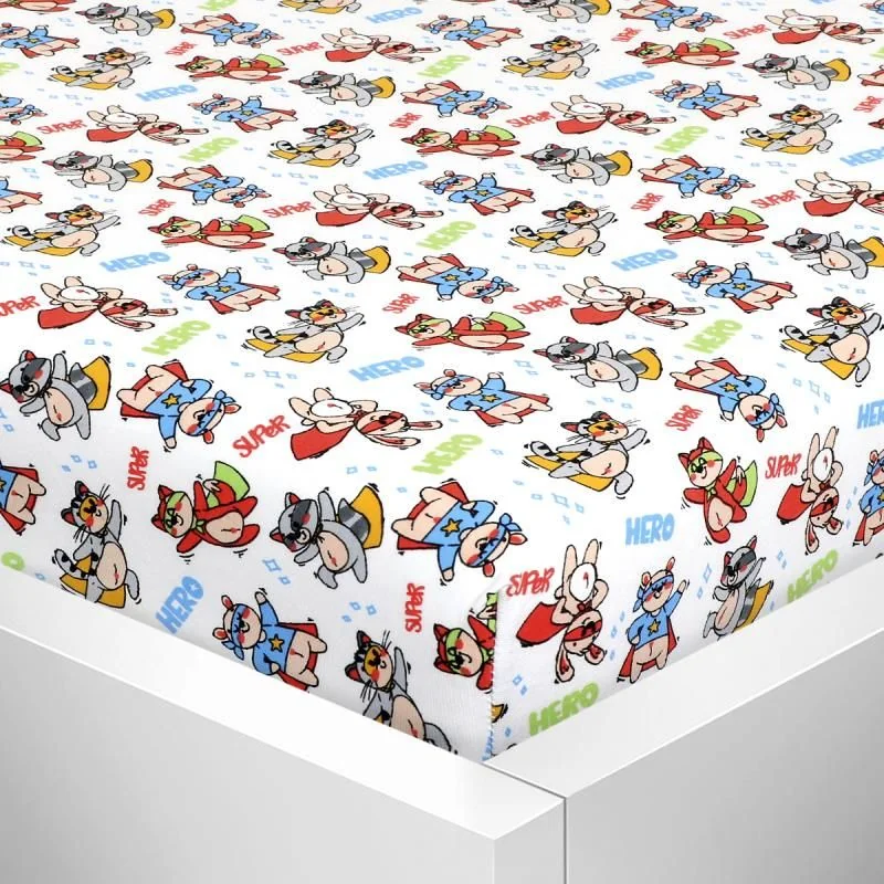 Detské prestieradlo Jersey s elastanom 70x140 404 zvierací superhrdinovia KL02 1×1 ks, detské prestieradlo