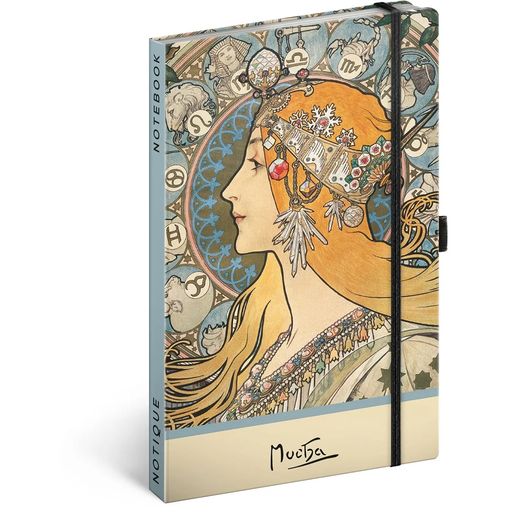 Zápisník Alfons Mucha - Zverokruh, bodkovaný Formát A5, 80 listov