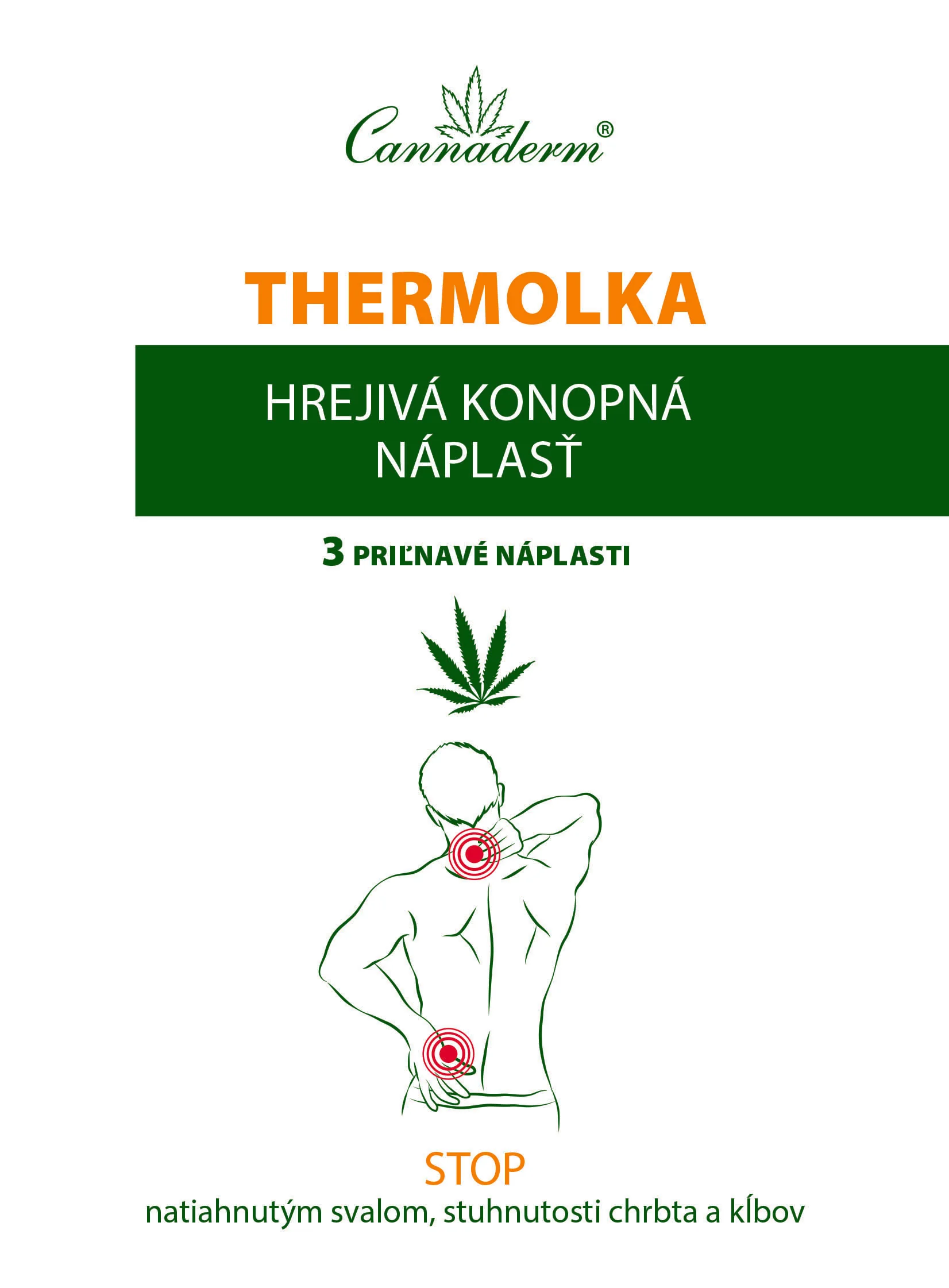 Cannaderm Thermolka hrejivá konopná náplasť 1×3 ks, konopná náplasť