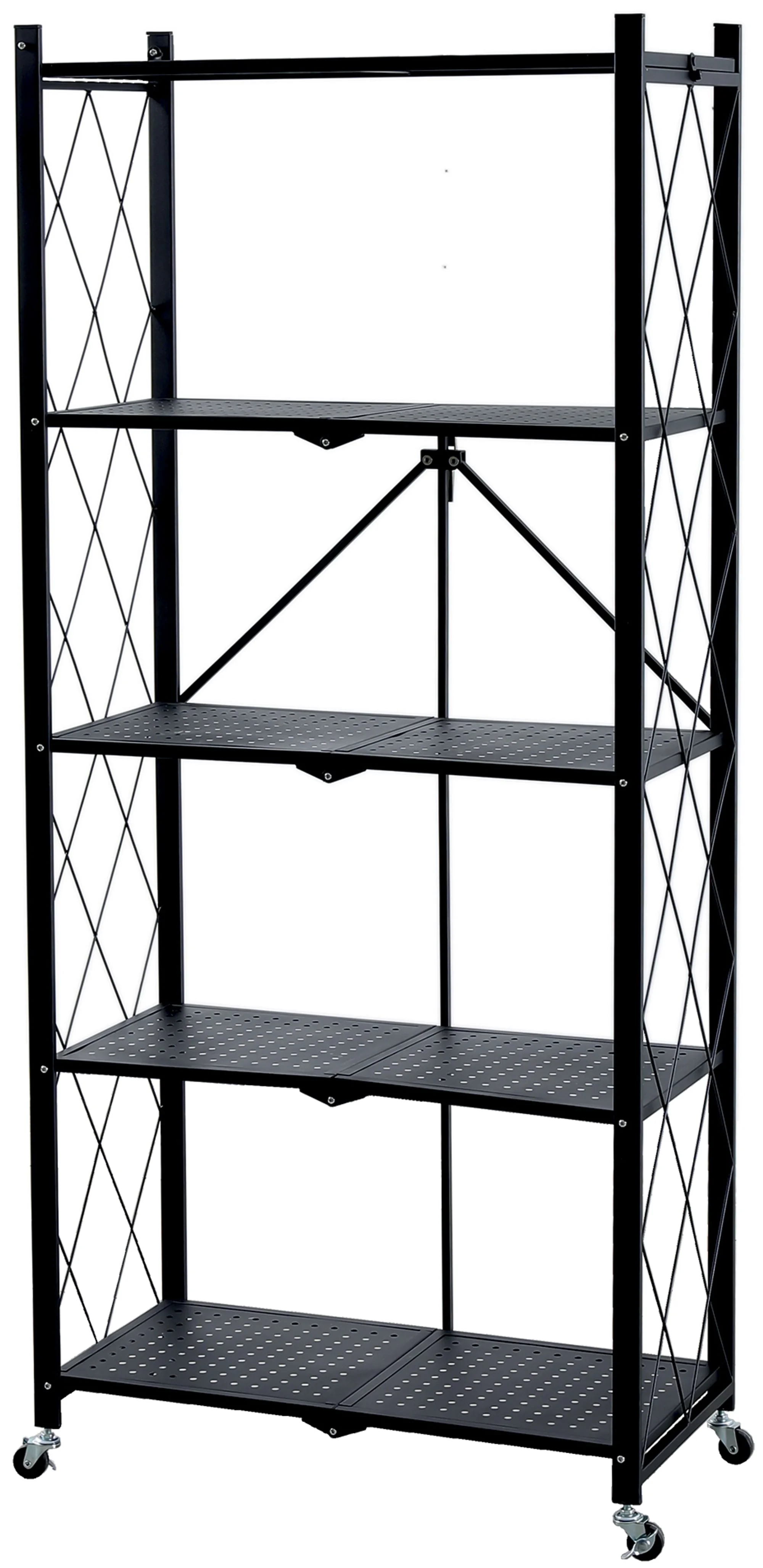 Strend Pro kovový regál Racks RAW5T, 1 ks 5 políc, 1630x720x340 mm, max. 50 kg/polica, prenosný, na kolieskach