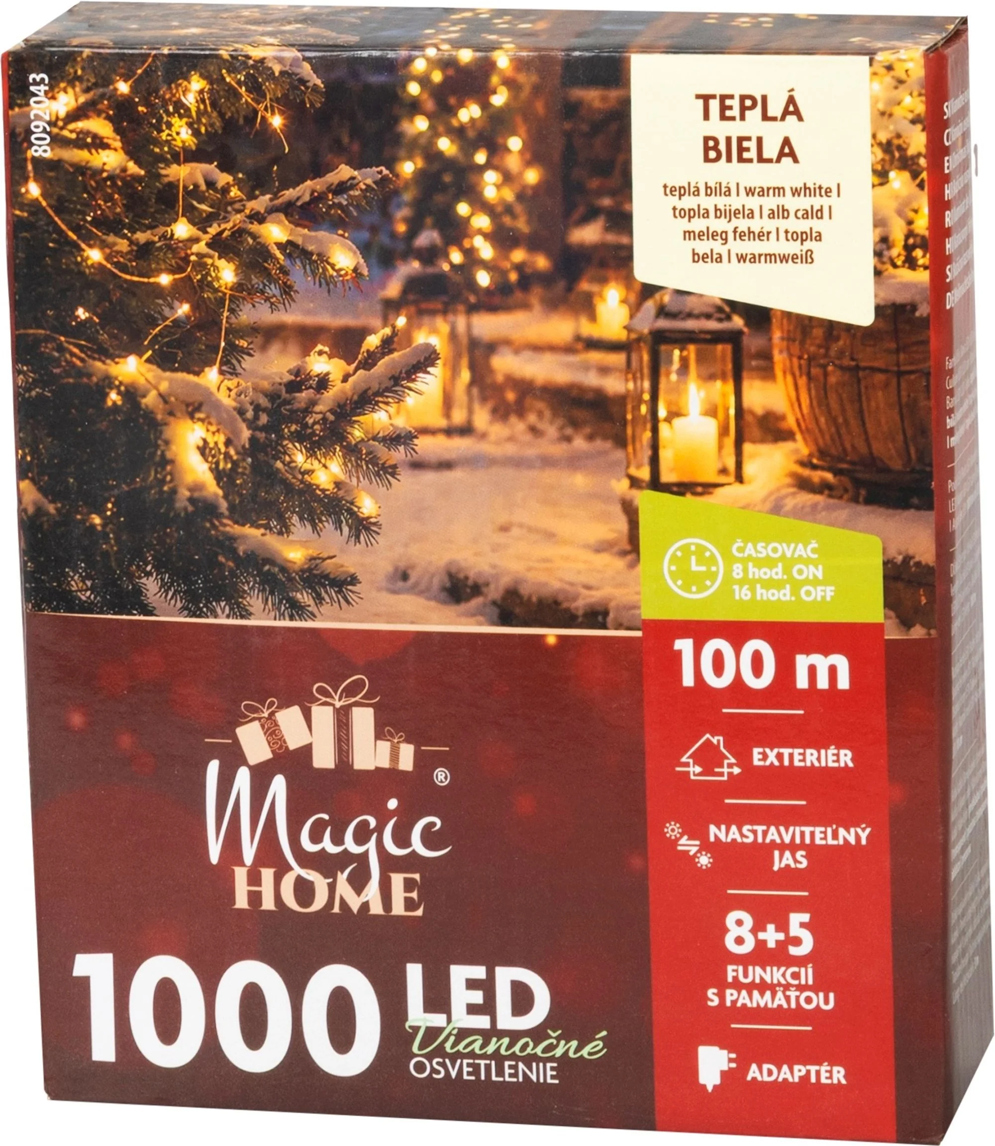 MagicHome vianočná LED reťaz, 1 ks 1000 LED, teplá biela, 8 funkcií, 100 m, IP44