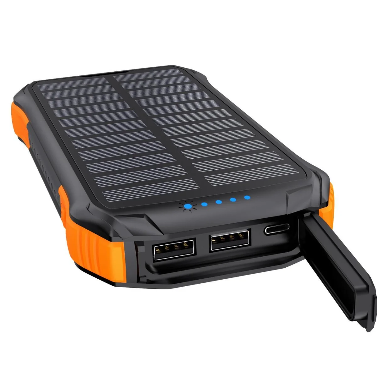 Choetech Solar Power Bank 10000mAh Qi 5W, čierny/oranžový