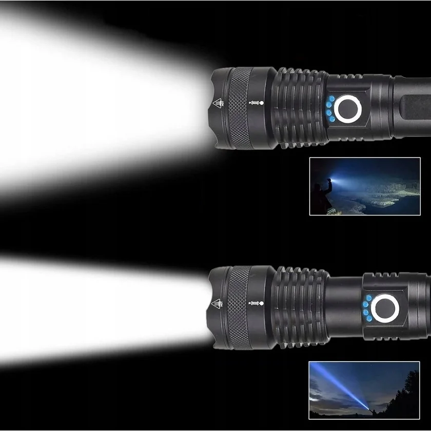 MG FlashLight LED baterka 2200mAh 1500lm, čierna