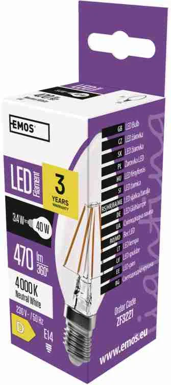 LED FLM CANDLE 3,4W E14 NW 1×1 ks, LED žiarovka