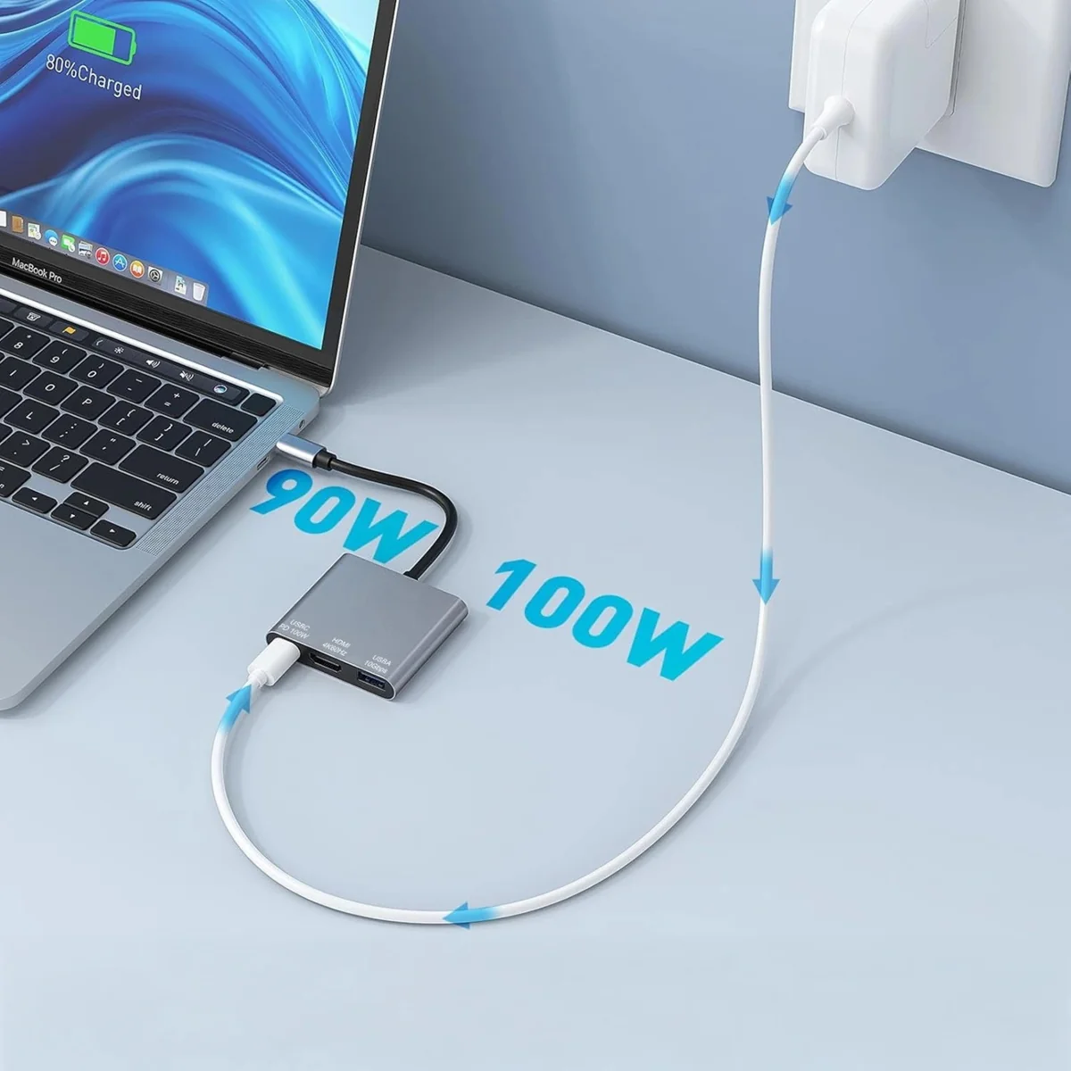 MG WHCH-01 HUB adaptér - USB-C PD 100W / HDMI 4K / USB 10Gbps šedý
