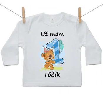 Boodyy Tričko s dlhým rukávom Už mám 1 rôčik Medvedík Chlapec Veľkosť: 92