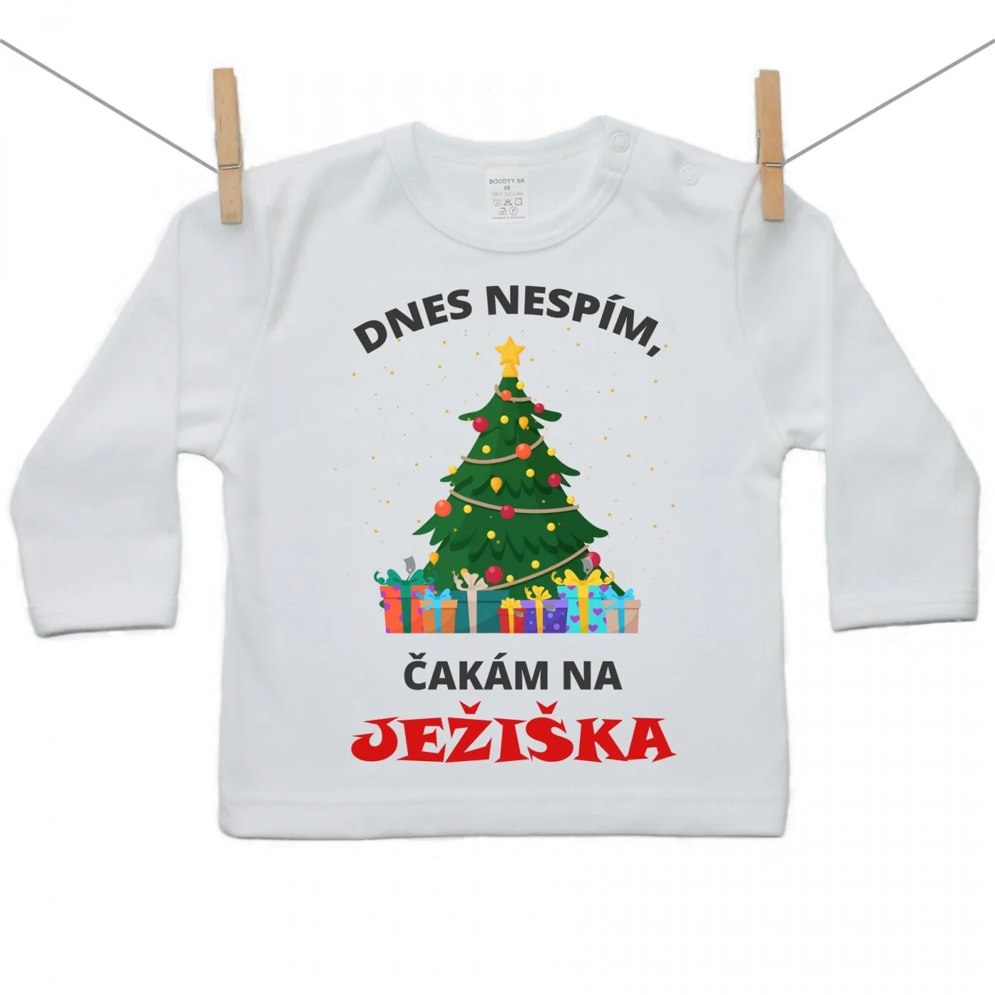 Boodyy Tričko s dlhým rukávom Dnes nespím, čakám na Ježiška Veľkosť: 80