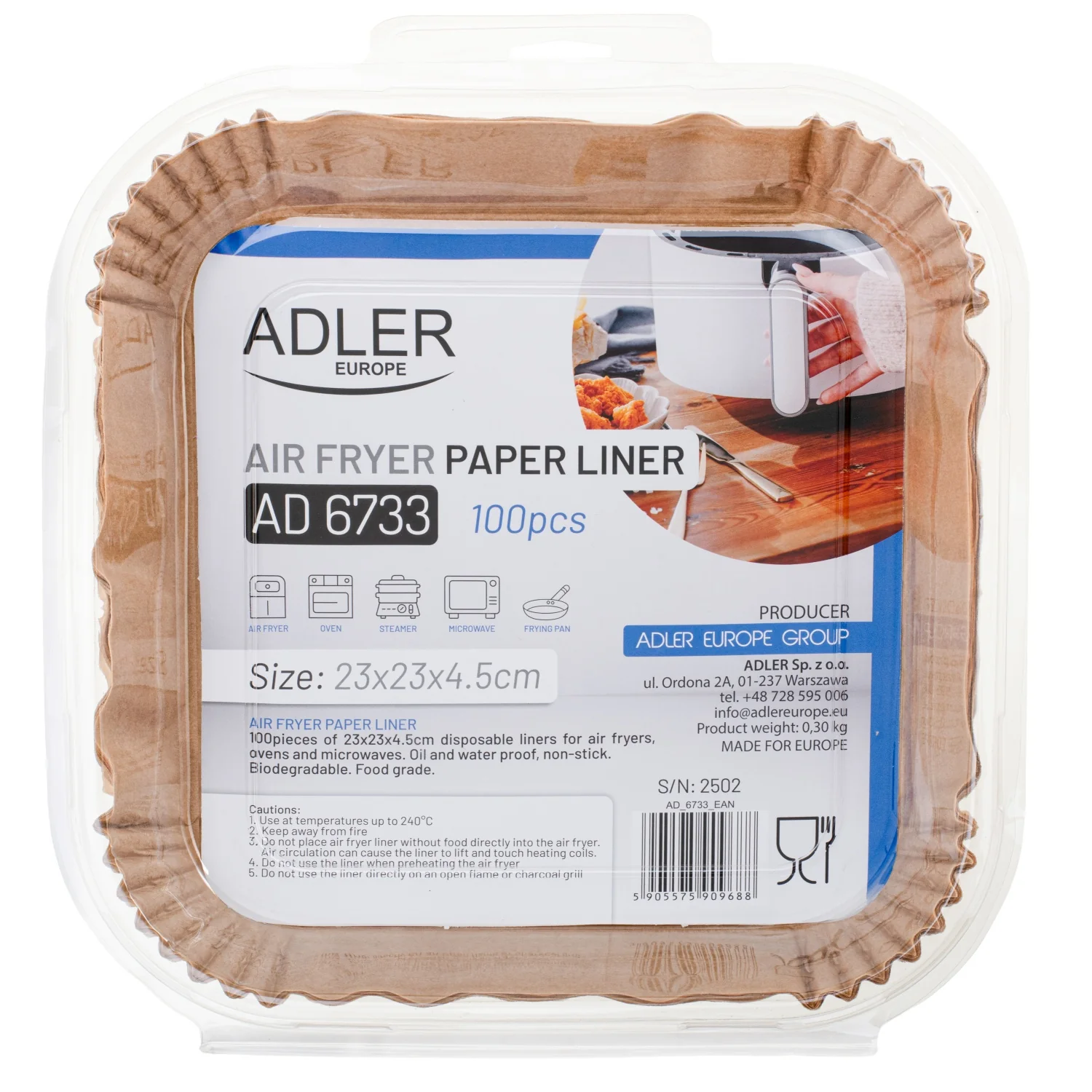Adler AD 6733 papierove misky 23x23cm