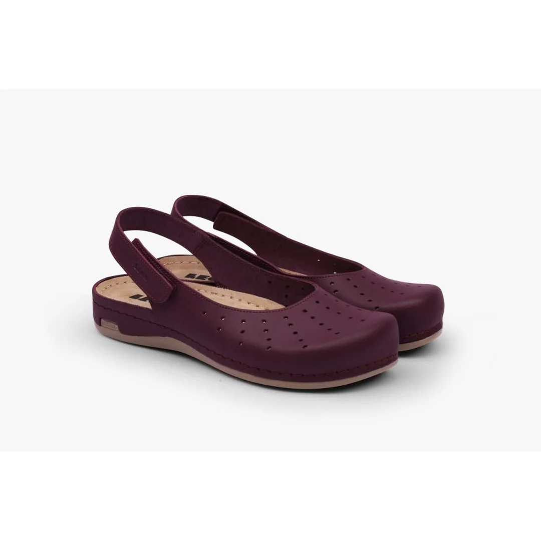 967 Zdravotné celokožené sandále 39 - 25,5cm, bordová, 2,5 cm