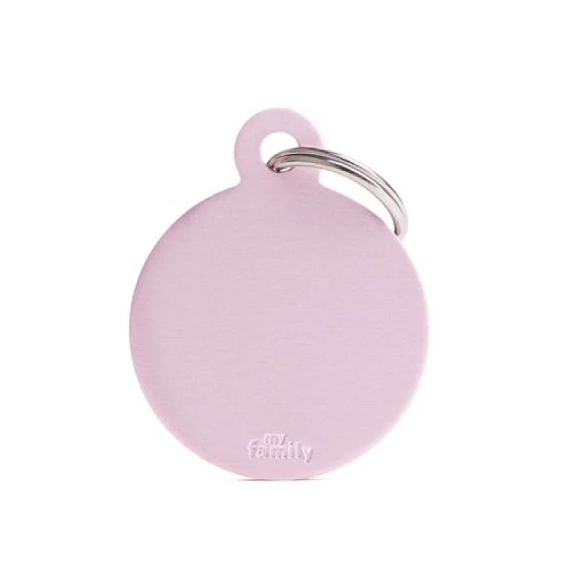 MF BIG ROUND ALUMINUM PINK 3,93x3,17 cm gravírovateľný prívesok