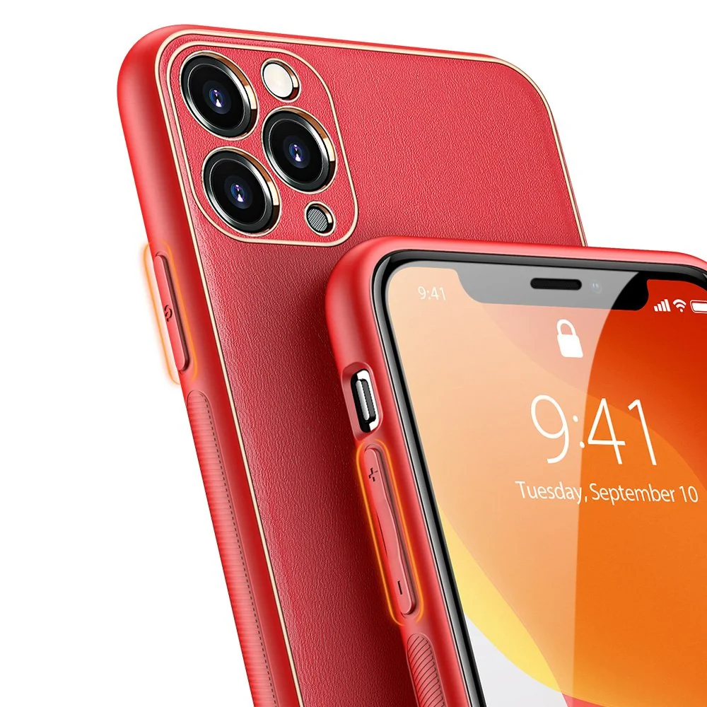 DUX DUCIS Yolo kožený kryt na iPhone 11 Pro, červený