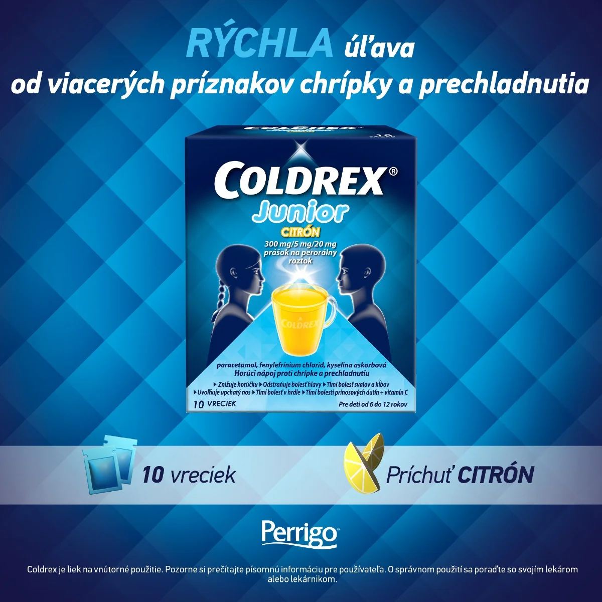 Coldrex Junior Citrón 1×10 ks, vrecká