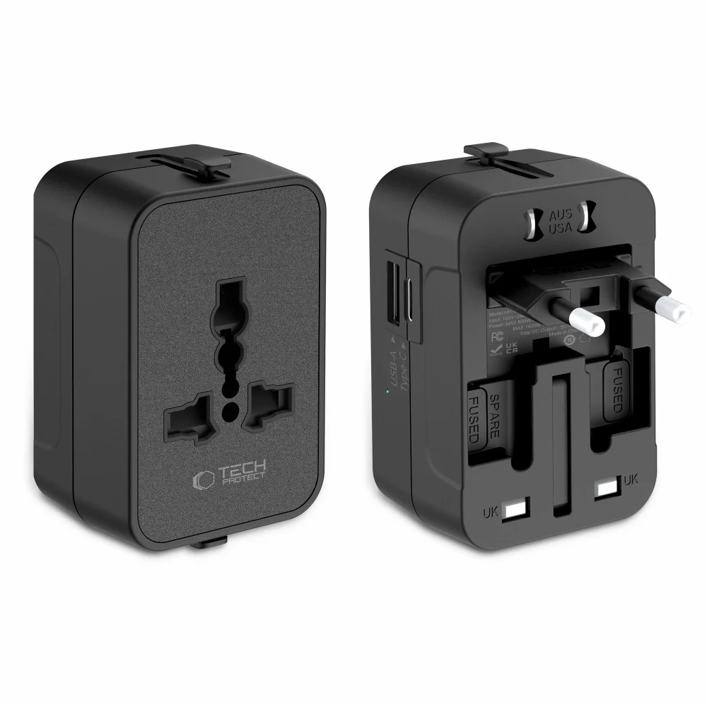 Tech-Protect TA300 cestovná nabíjačka EU / UK / US / AU 800–1920W, čierna rna