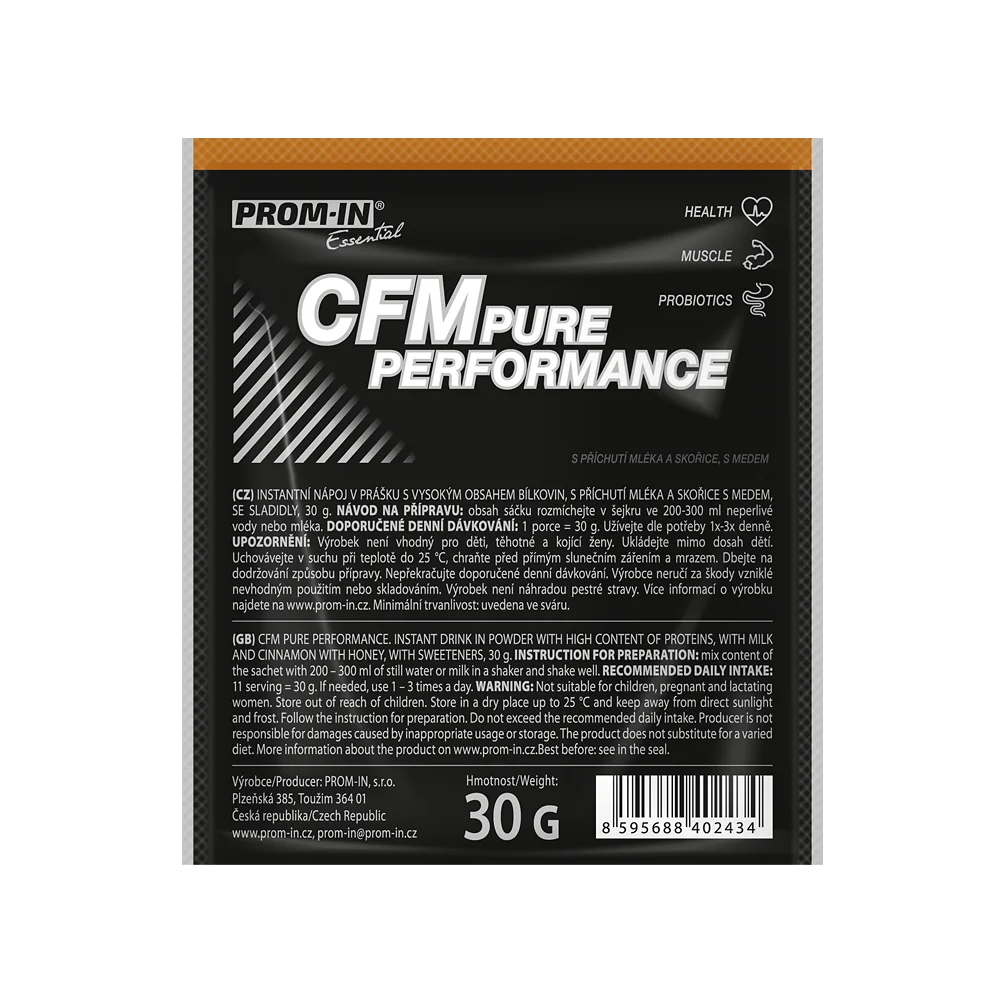 PROM-IN CFM Pure Performance mlieko s medom a škoricou 30g 1×30 g, proteínový nápoj