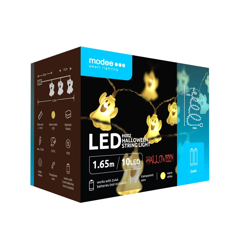 Modee Lighting LED dekorácia H002 10 LED 165cm duchovia 2xAA batérie
