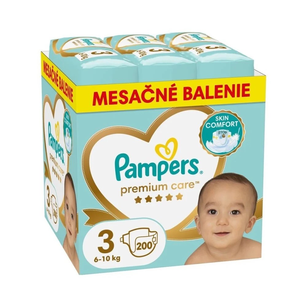 Pampers Premium MBP S3 200ks (6-10kg) 1×200 ks, plienky