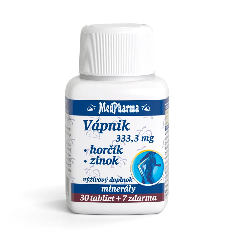 MedPharma VÁPNIK 333,3 mg + Horčík + Zinok 1×37 tbl, vápnik + horčík + zinok