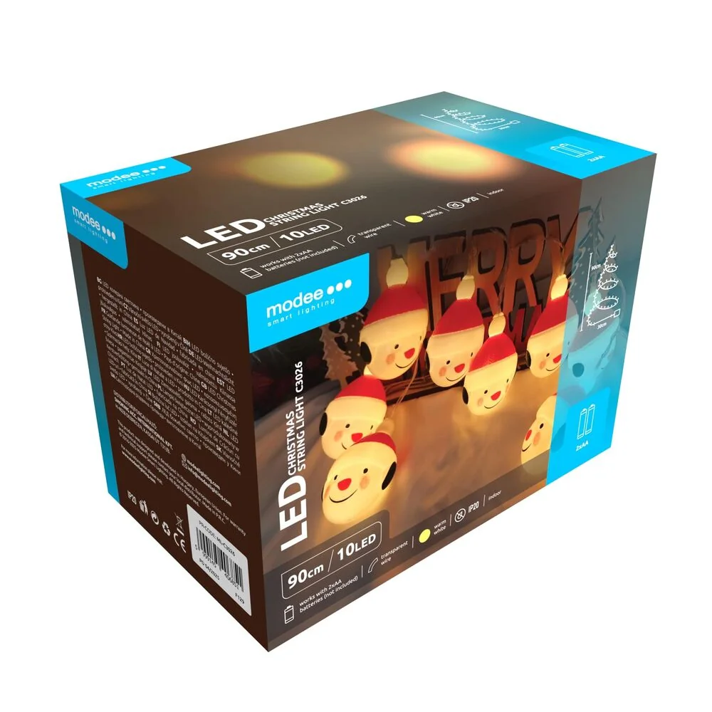Modee Lighting LED dekorácia 10 LED 90cm guľa mikuláš 2xAA batérie